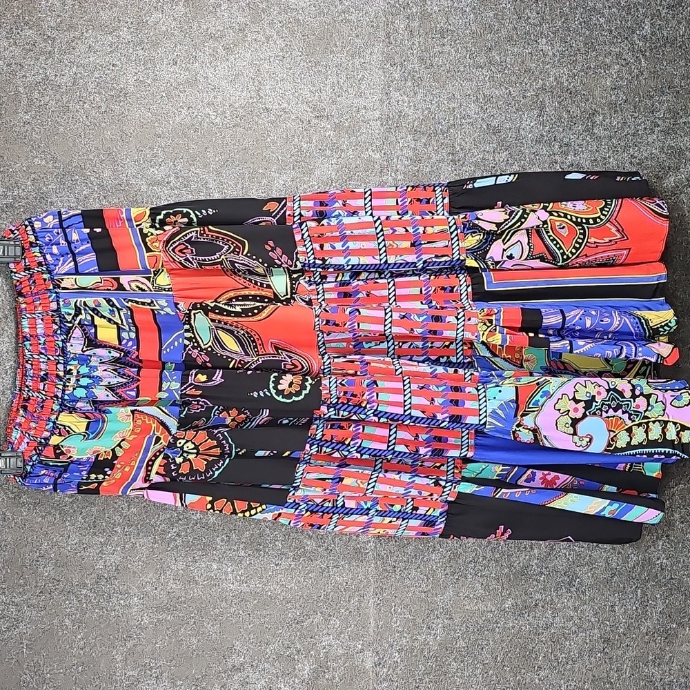 Vintage Diane Freis for Marisa Christina Mix Pattern Silk Skirt w/ Scarf, Size S